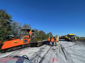 Chantier COLAS sur l'autoroute A66 entre Mazères et Pamiers Sud