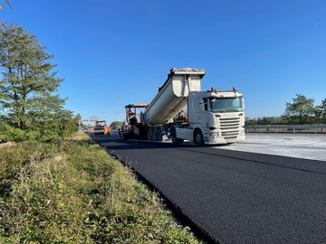 Chantier COLAS sur l'autoroute A66 entre Mazères et Pamiers Sud